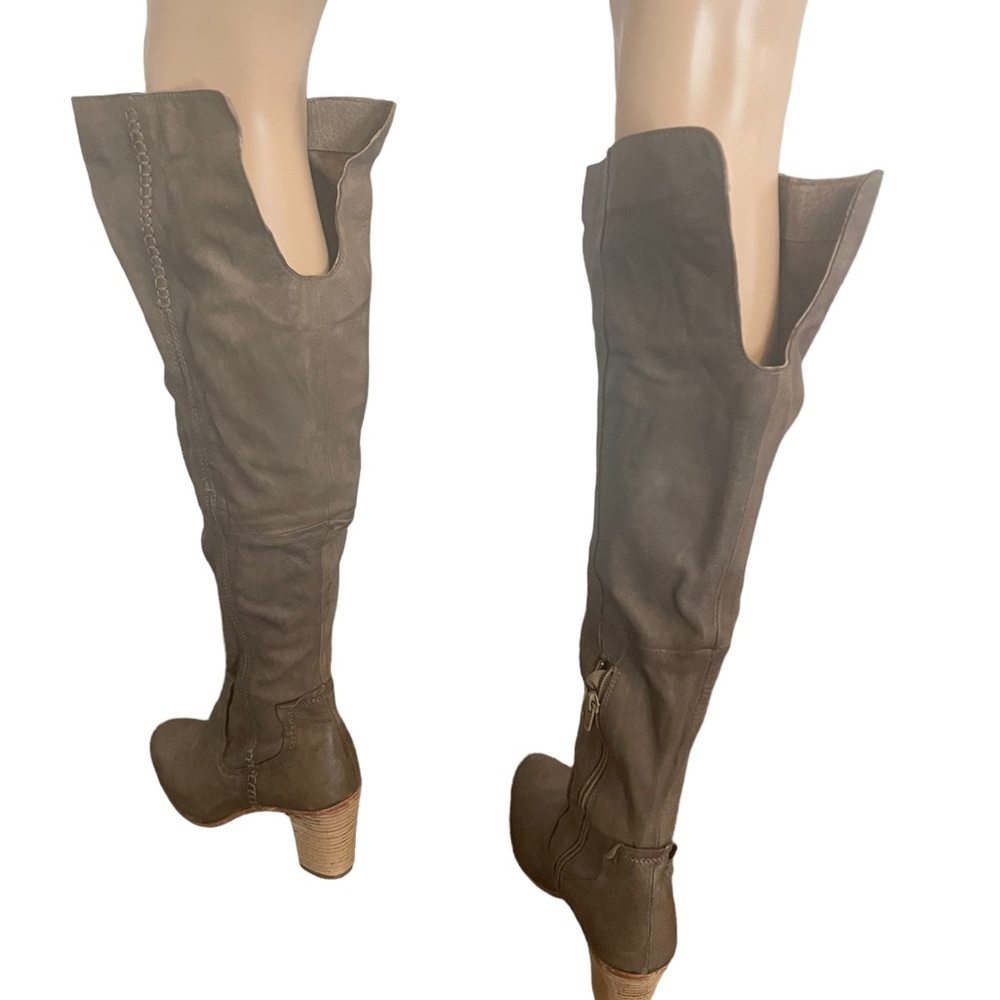 Free People Jack Grey Leather Over-the-Knee Boots 40 US 9.5 New Boho Tall Heel - Picture 4 of 9